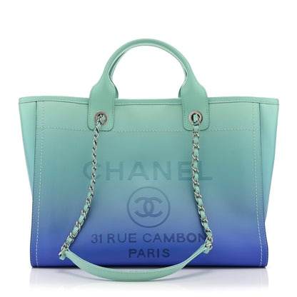 Chanel Shaded Calfskin Medium Deauville Tote Light Green Turquoise Purple 1 of 11