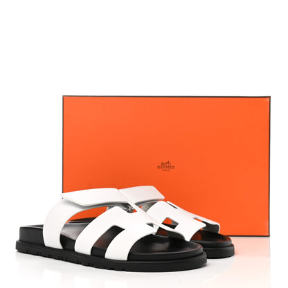 Hermes Calfskin Womens Chypre Sandals 37.5 White 9 of 9