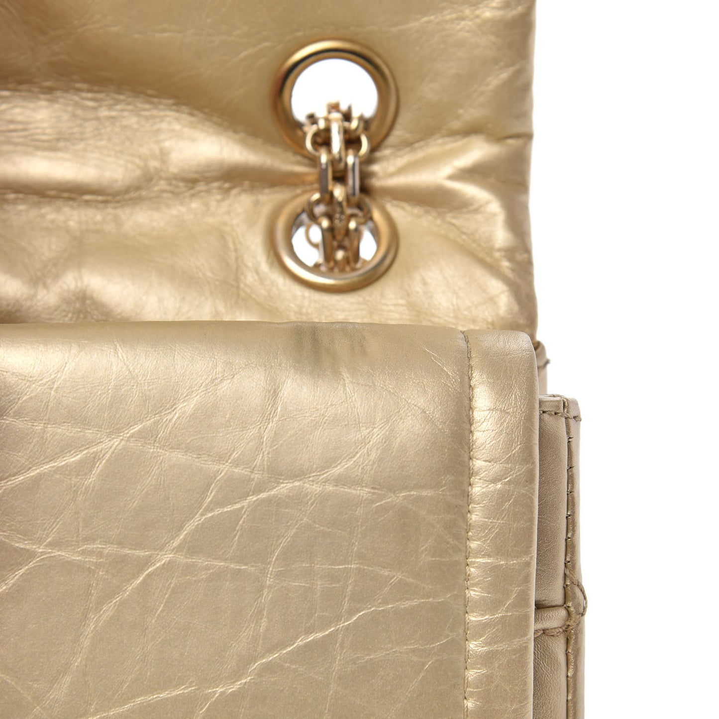 Metallic Aged Calfskin Quilted 2.55 Reissue 226 Flap Pale Gold