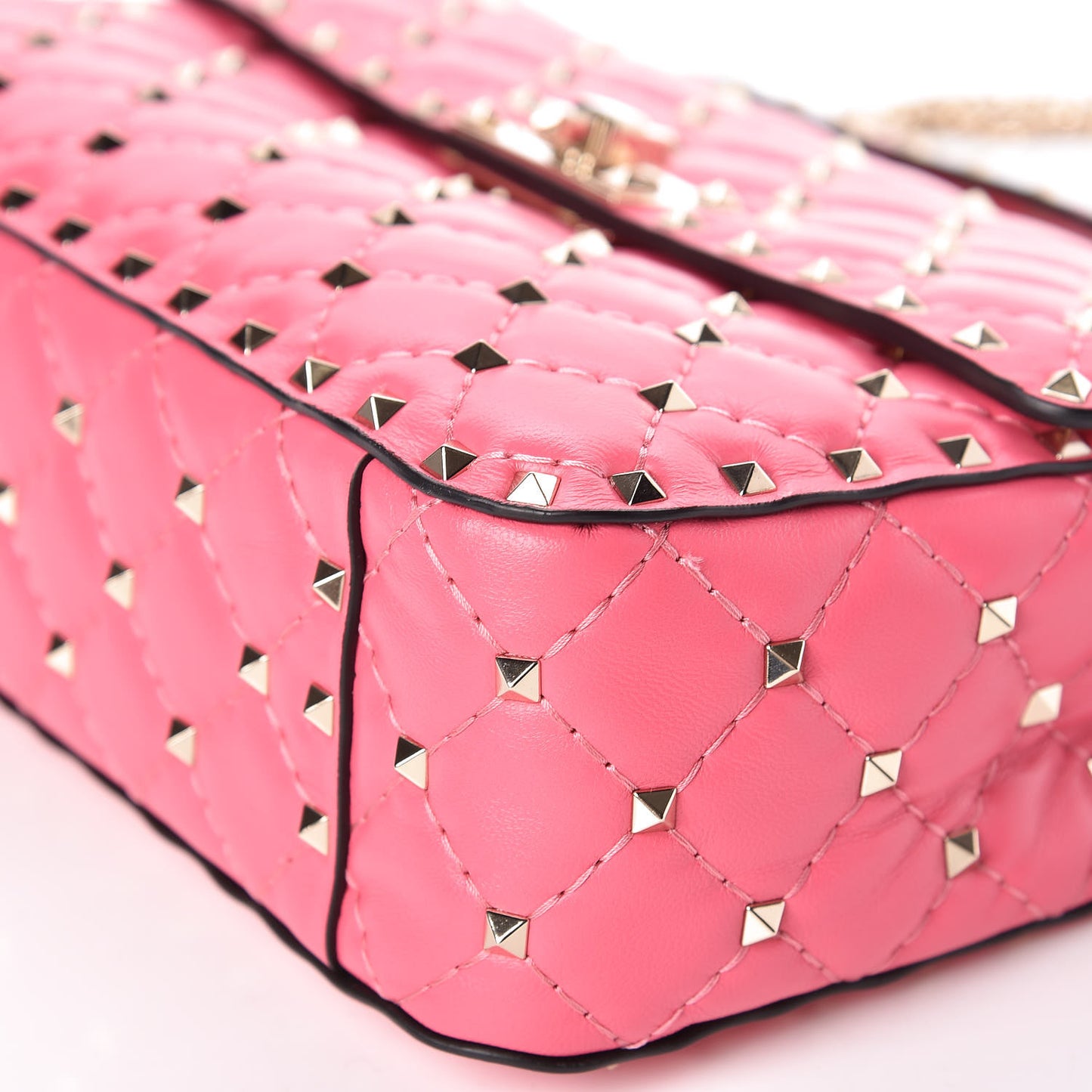 Lambskin Medium Rockstud Spike Shoulder Bag Pink