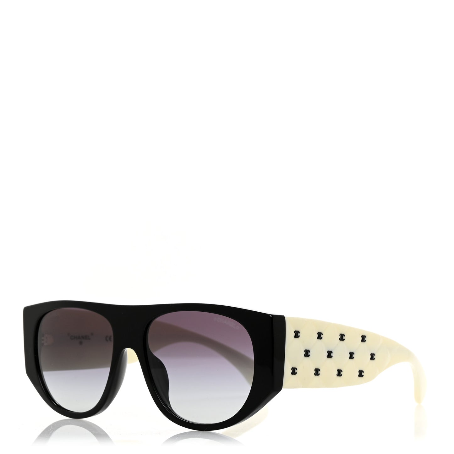 Acetate Quilted CC Pilot Sunglasses 71465 White Black