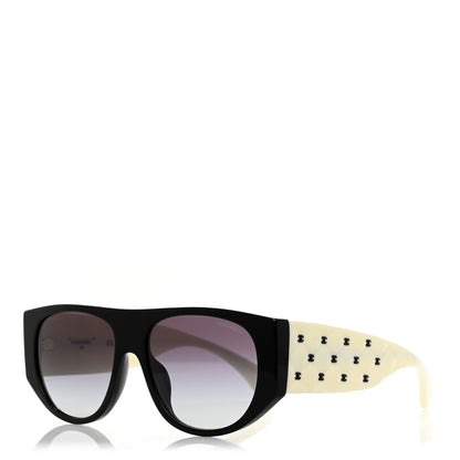 Chanel Acetate Quilted CC Pilot Sunglasses 71465 White Black 1 of 8