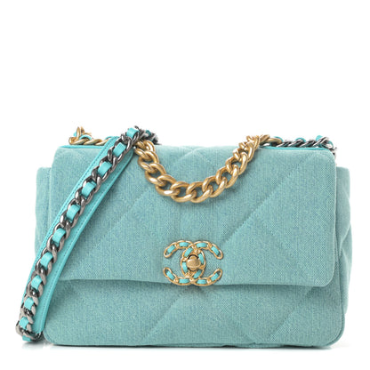 Chanel Denim Quilted Medium Chanel 19 Flap Neon Blue 1 of 11