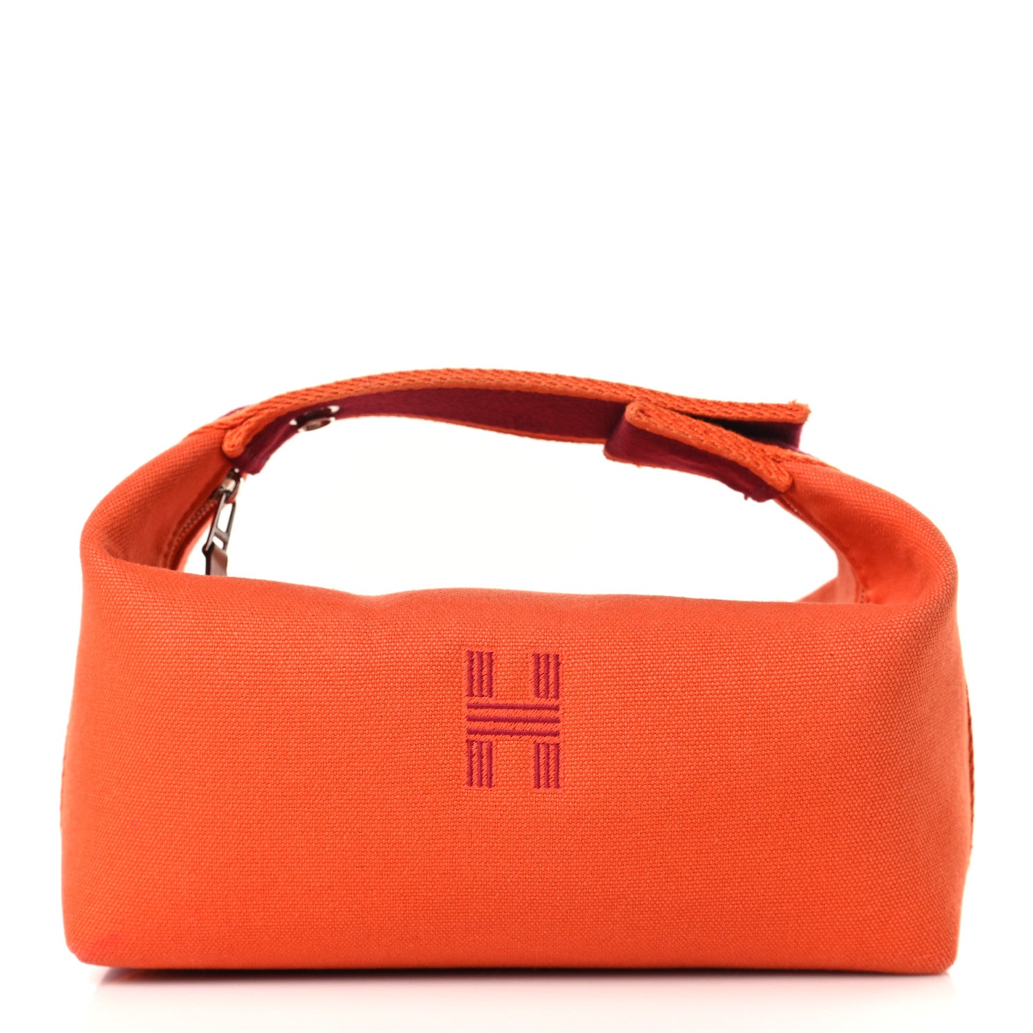 Hermes Canvas Small Bride-A-Brac Pouch Orange Burgundy 1 of 9