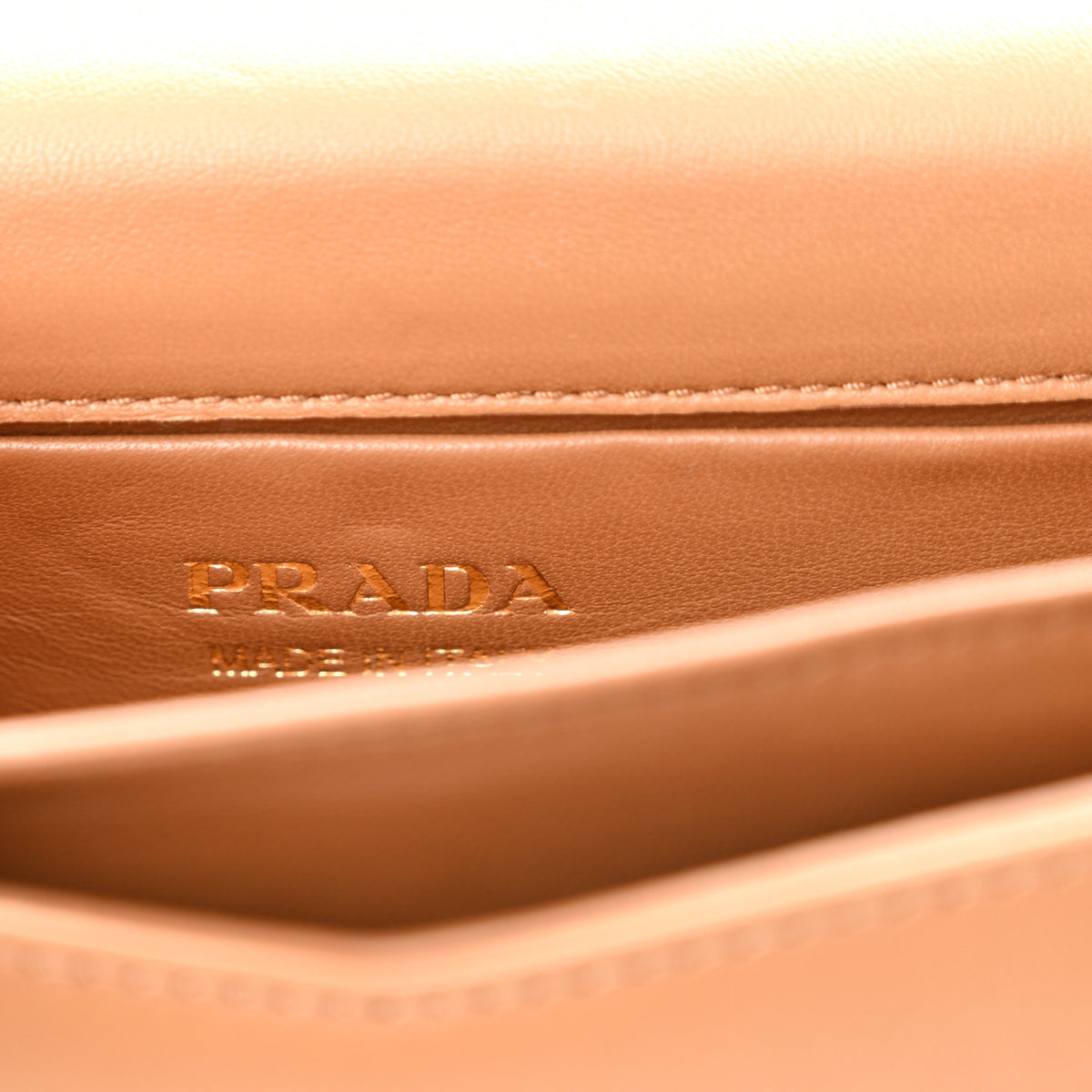 Prada Nappa Triangle Stitched Metal Shoulder Bag  Caramel 6 of 12
