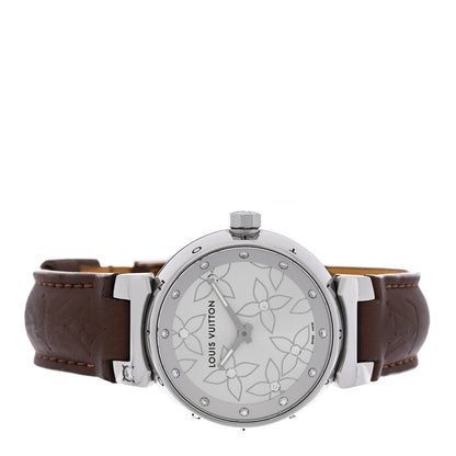 Louis Vuitton Stainless Steel Douceur Diamond Mother of Pearl 34mm Tambour Lovely Quartz Watch 2 of 5