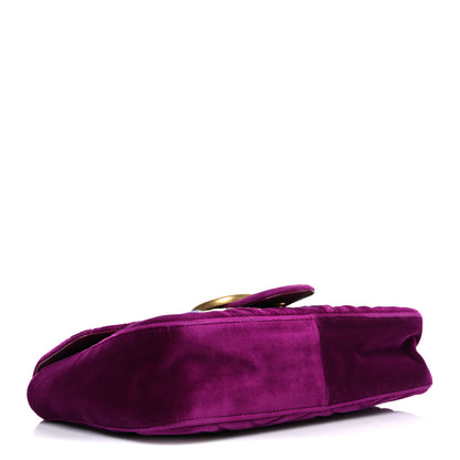 Gucci Velvet Matelasse Loved Embroidered Medium GG Marmont Shoulder Bag Fuchsia Violet Cyclamen 4 of 10