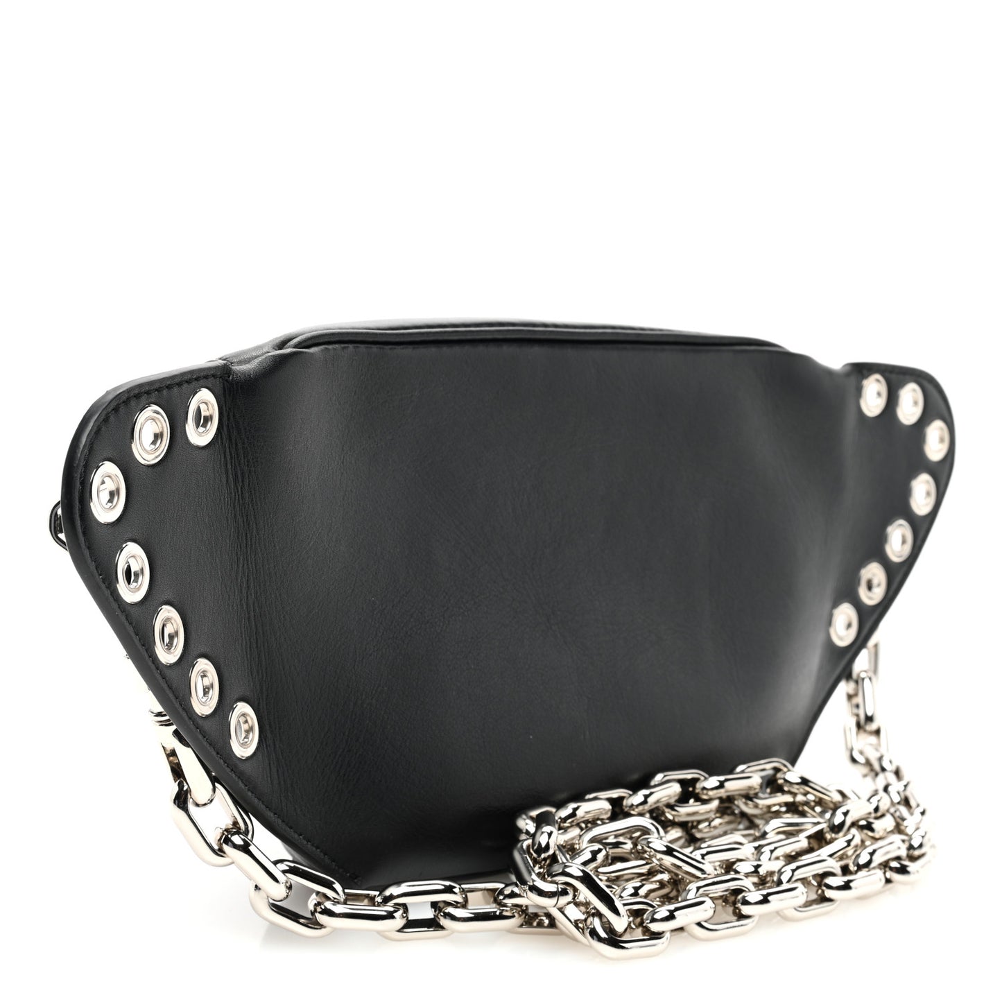 Calfskin Biker Embellished Belt Bag Black
