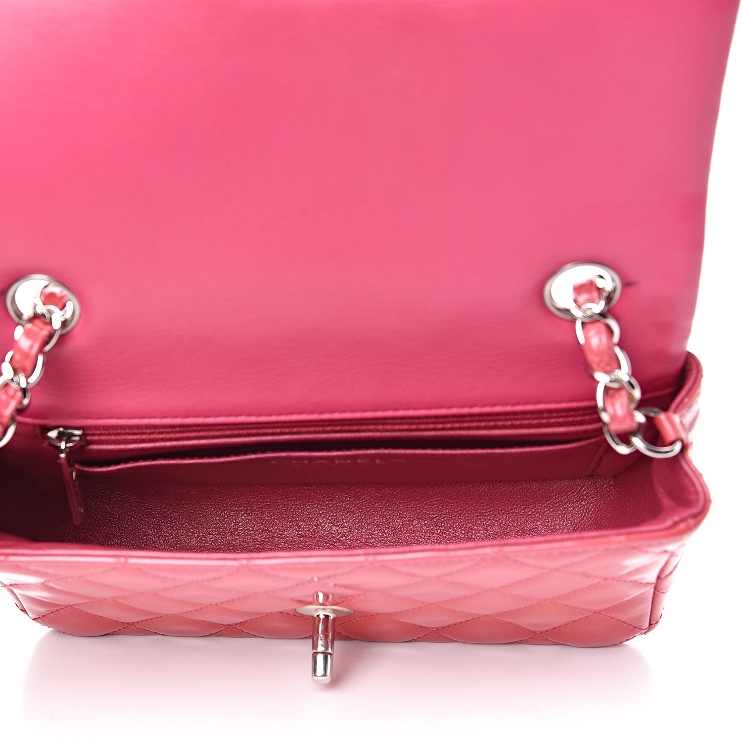 Chanel Patent Calfskin Quilted Mini Rectangular Flap Pink 4 of 14