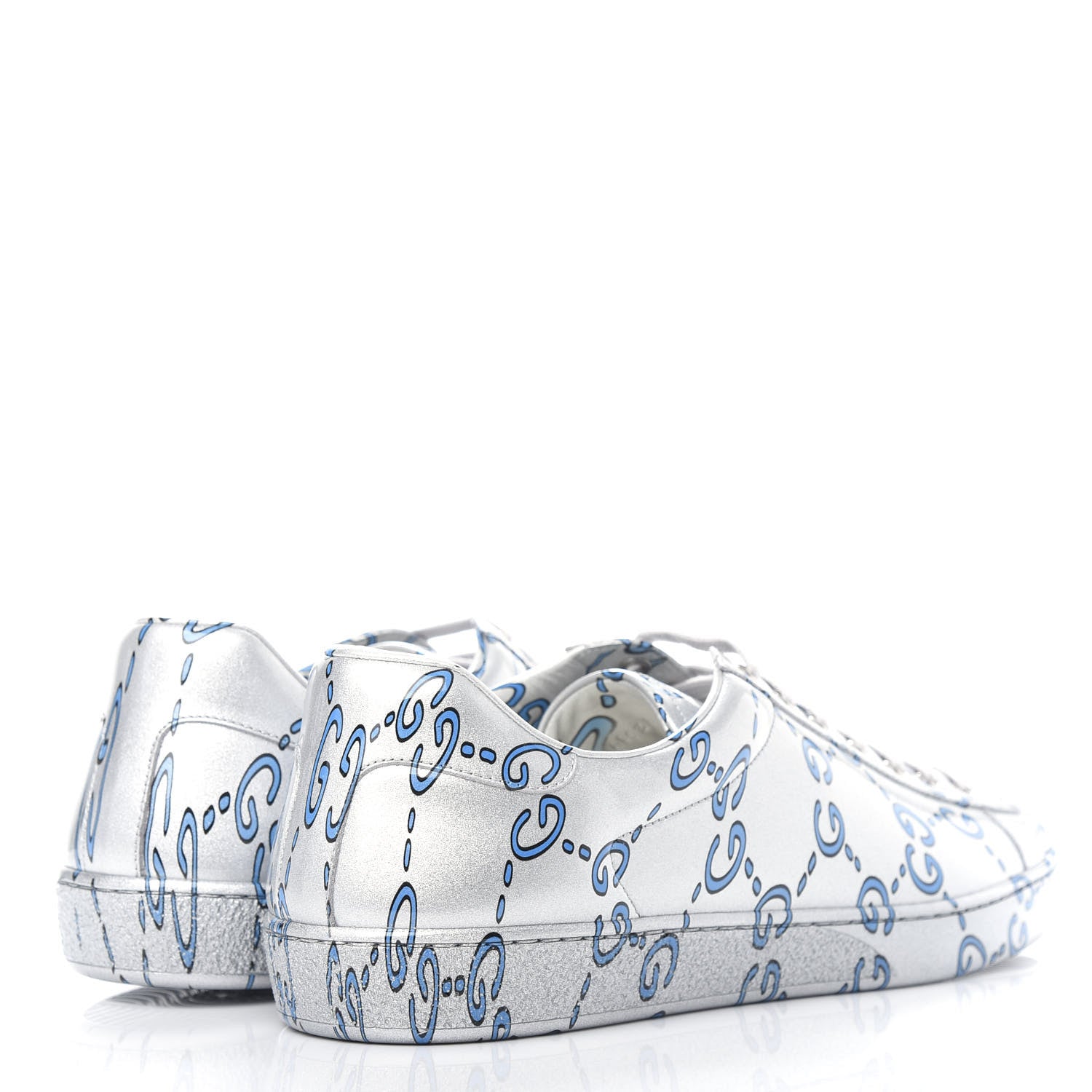 Gucci Miro Rubber Wax GucciGhost Print Mens New Ace Sneakers 11 Silver 4 of 10