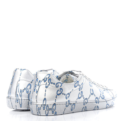 Gucci Miro Rubber Wax GucciGhost Print Mens New Ace Sneakers 11 Silver 4 of 10