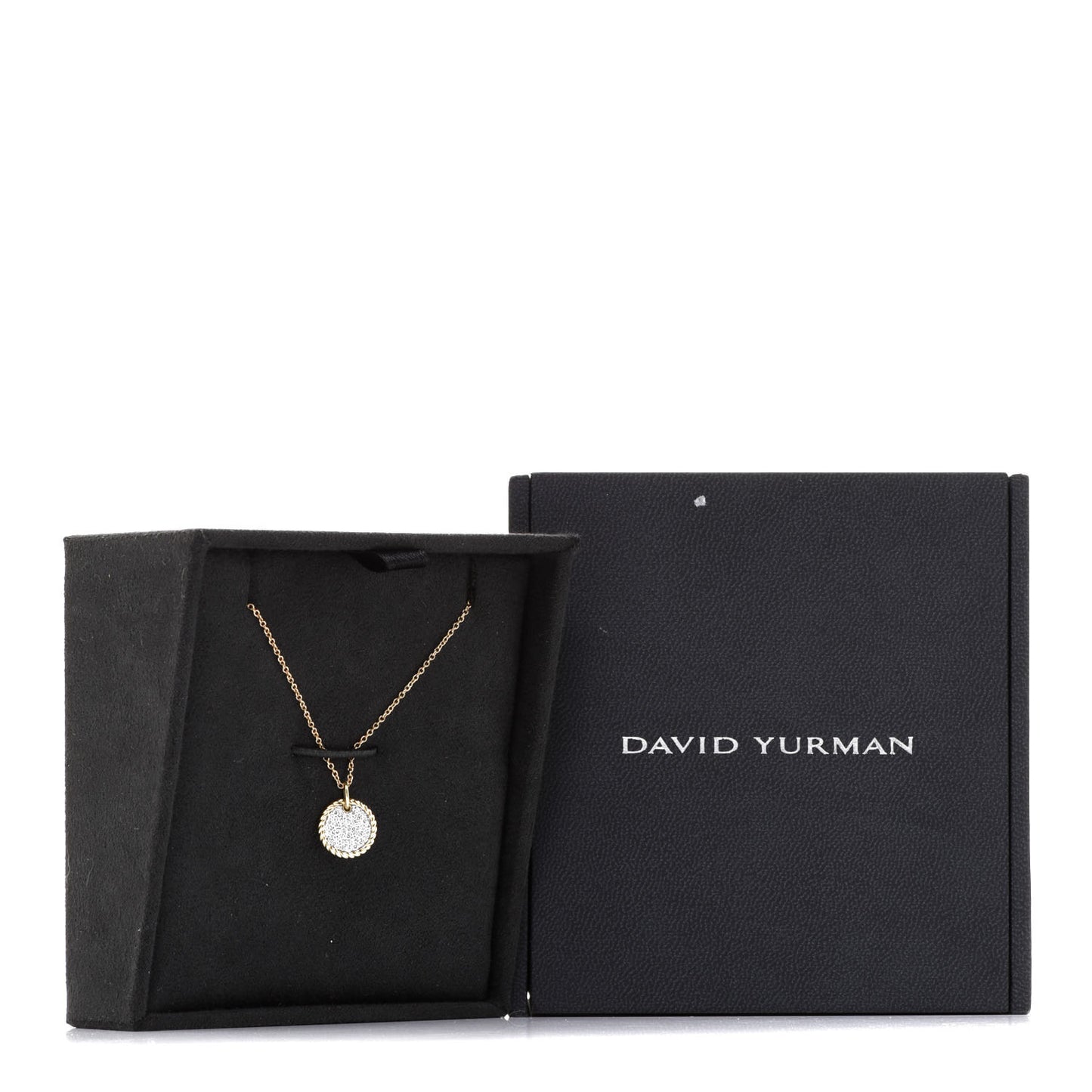 18K Yellow Gold Diamond Cable Collectibles Pave Charm Pendant Necklace