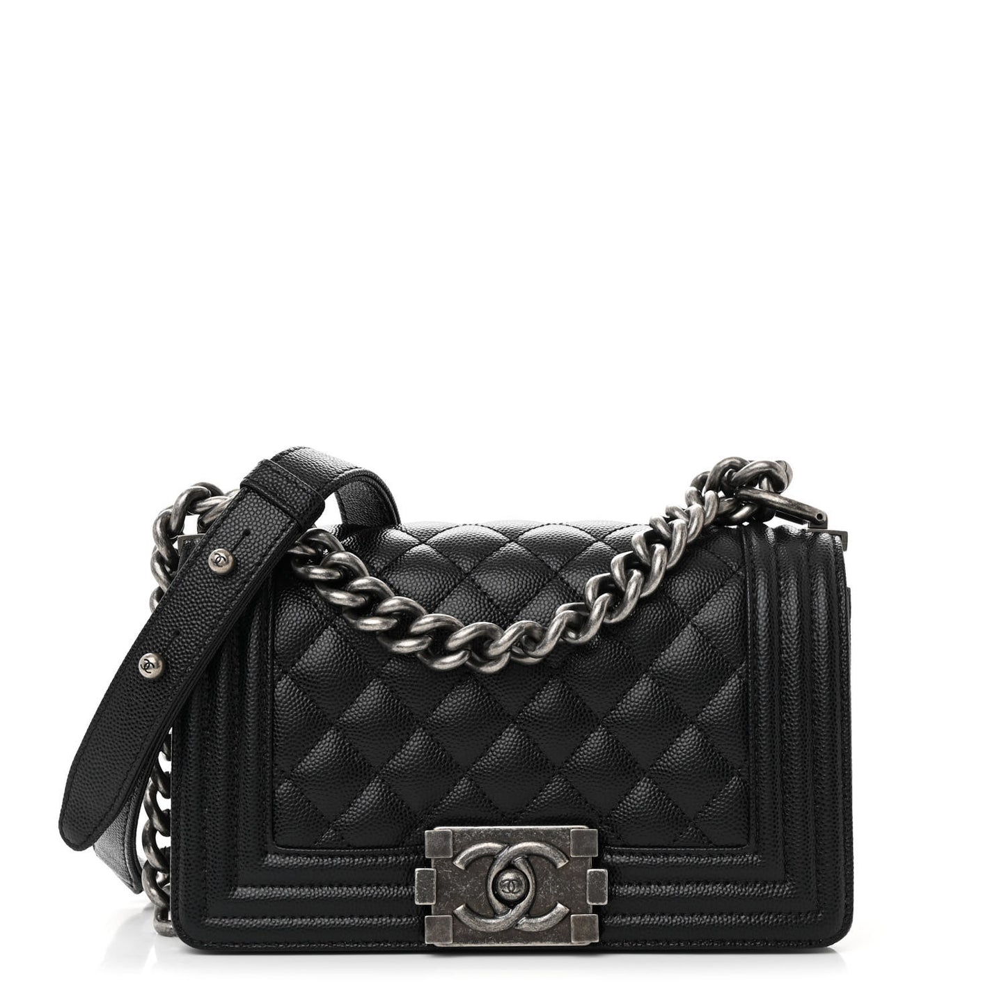 Caviar Quilted Small Boy Flap Black