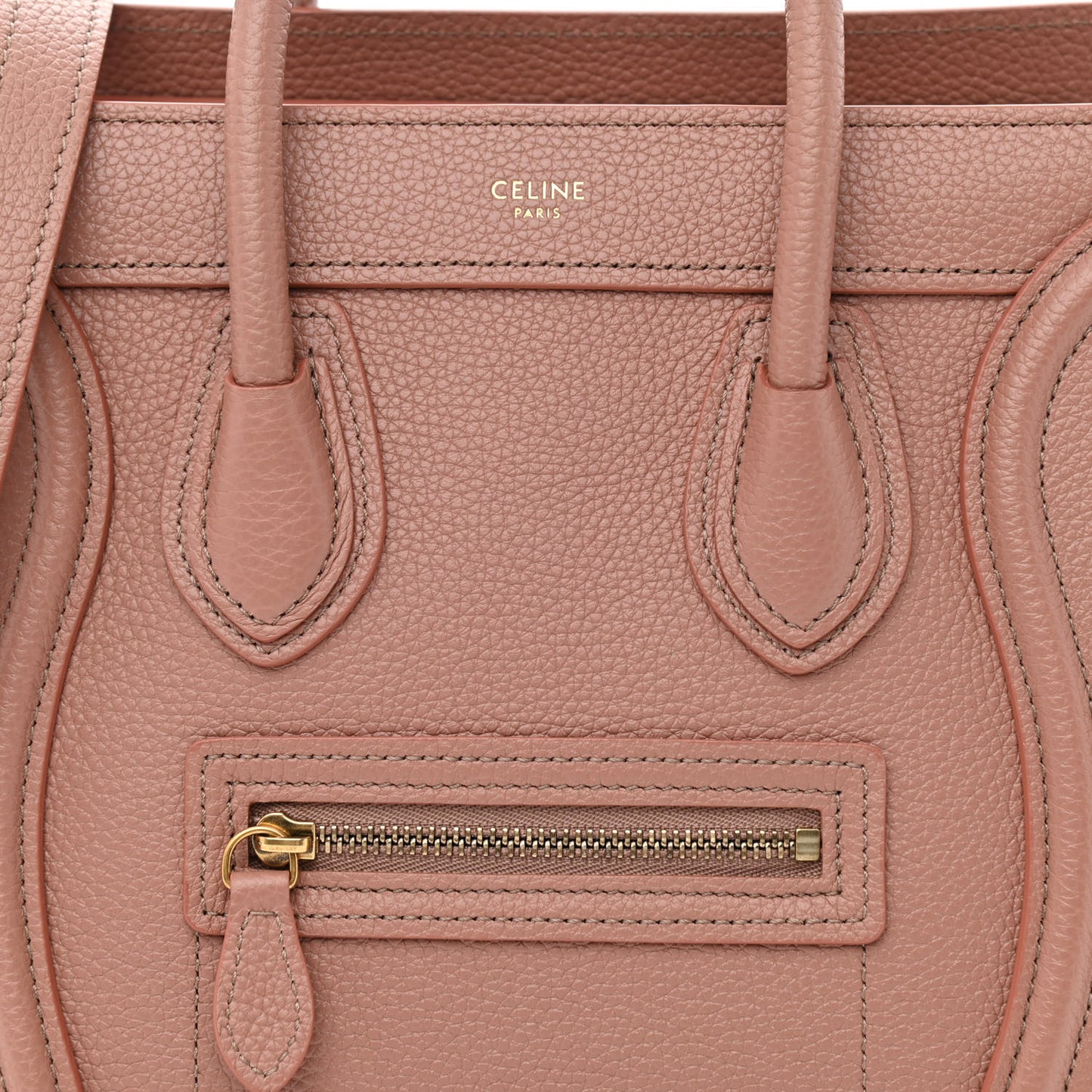 Drummed Calfskin Nano Luggage Antique Rose