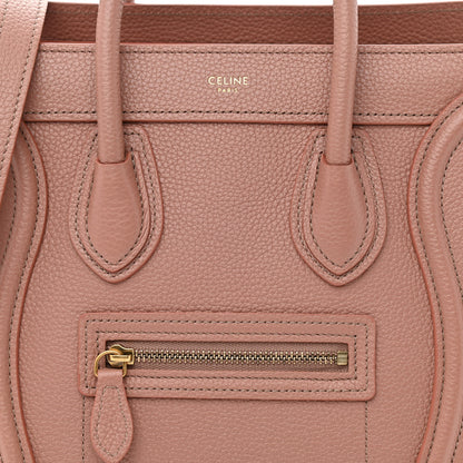 Celine Drummed Calfskin Nano Luggage Antique Rose 8 of 11