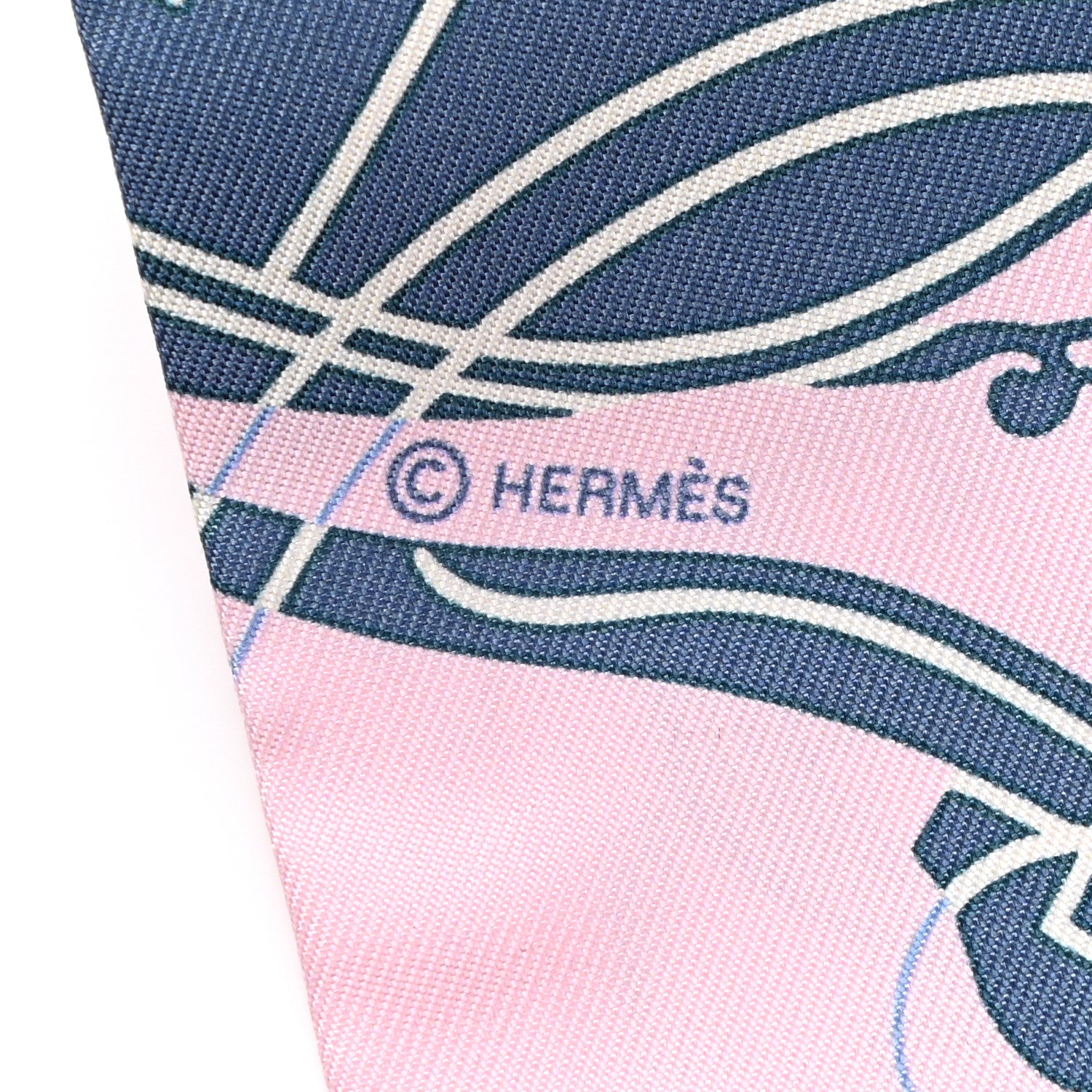 Hermes Silk Ex-Libris Twilly Rose Pale Vert Ocre 3 of 4