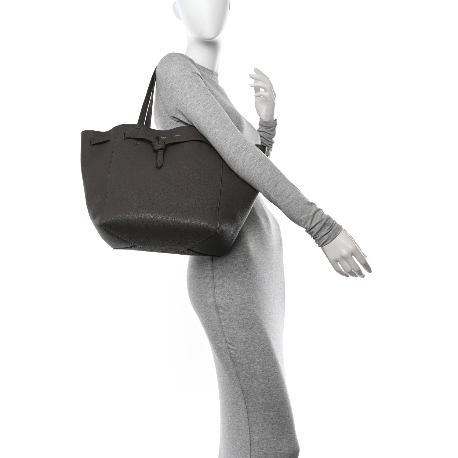 Celine Soft Grained Calfskin Small Belt Cabas Phantom Medium Grey 2 of 15