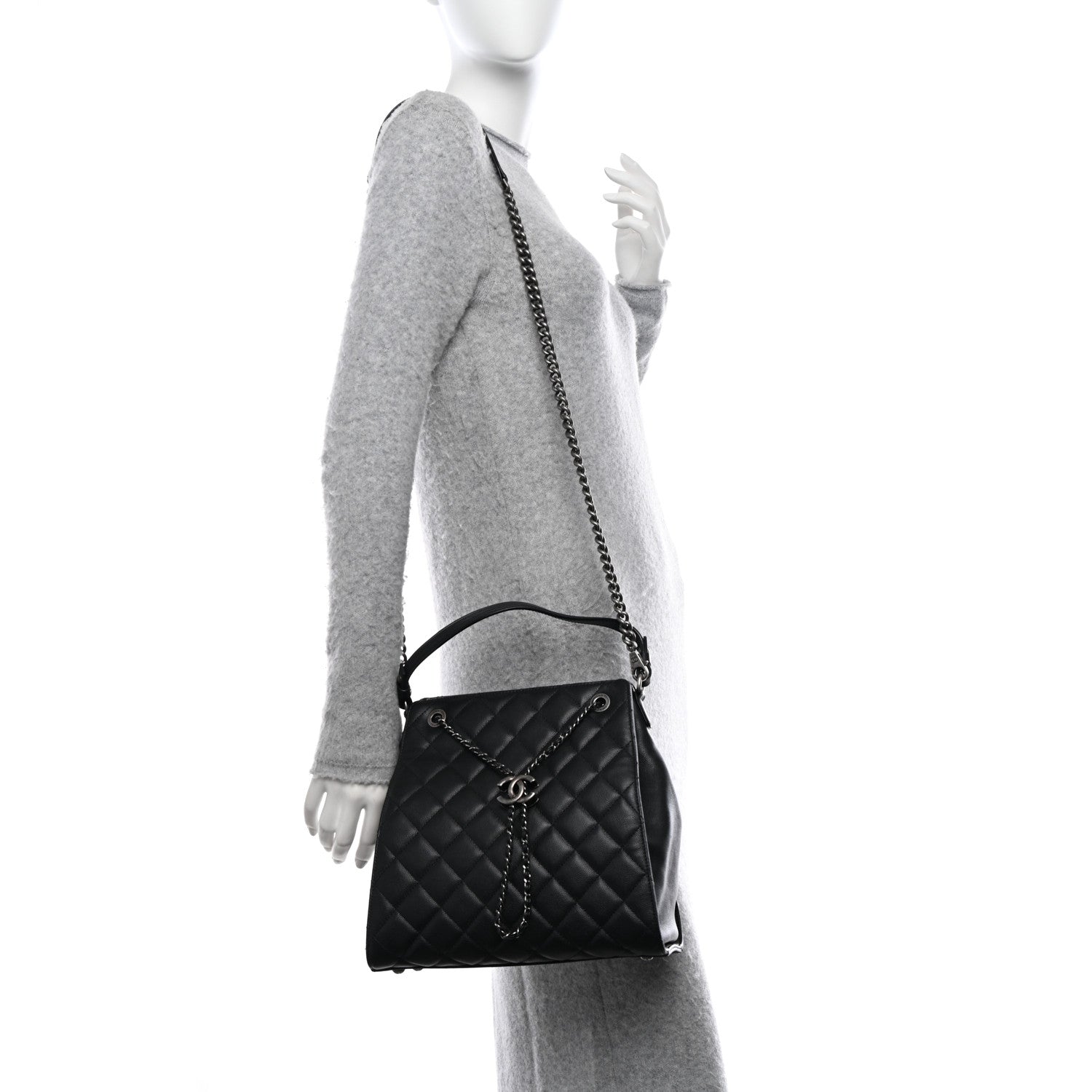 Chanel Caviar Quilted Medium CC Bucket Bag Black 2 of 14