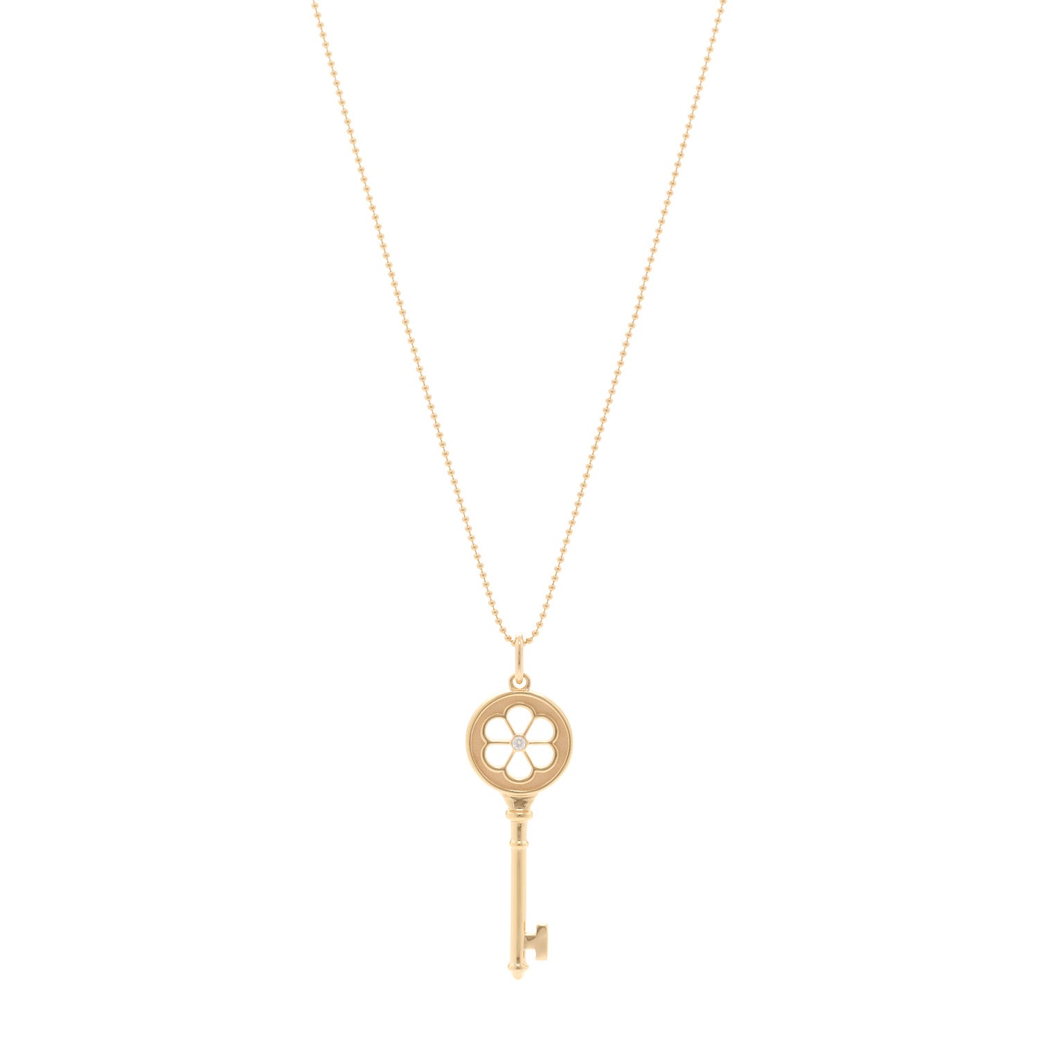 Tiffany 18K Rose Gold Diamond Small Daisy Key Pendant Necklace 1 of 6