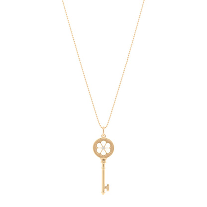 Tiffany 18K Rose Gold Diamond Small Daisy Key Pendant Necklace 1 of 6