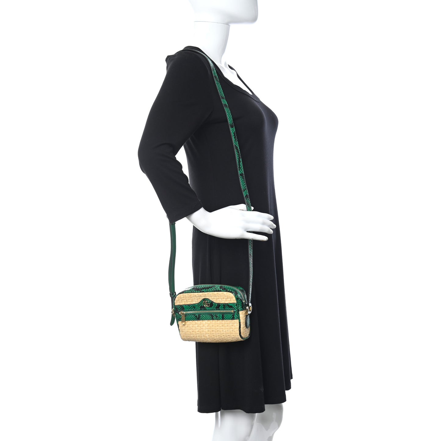 Raffia Elaphe Mini Ophidia Shoulder Bag Natural New Shamarock