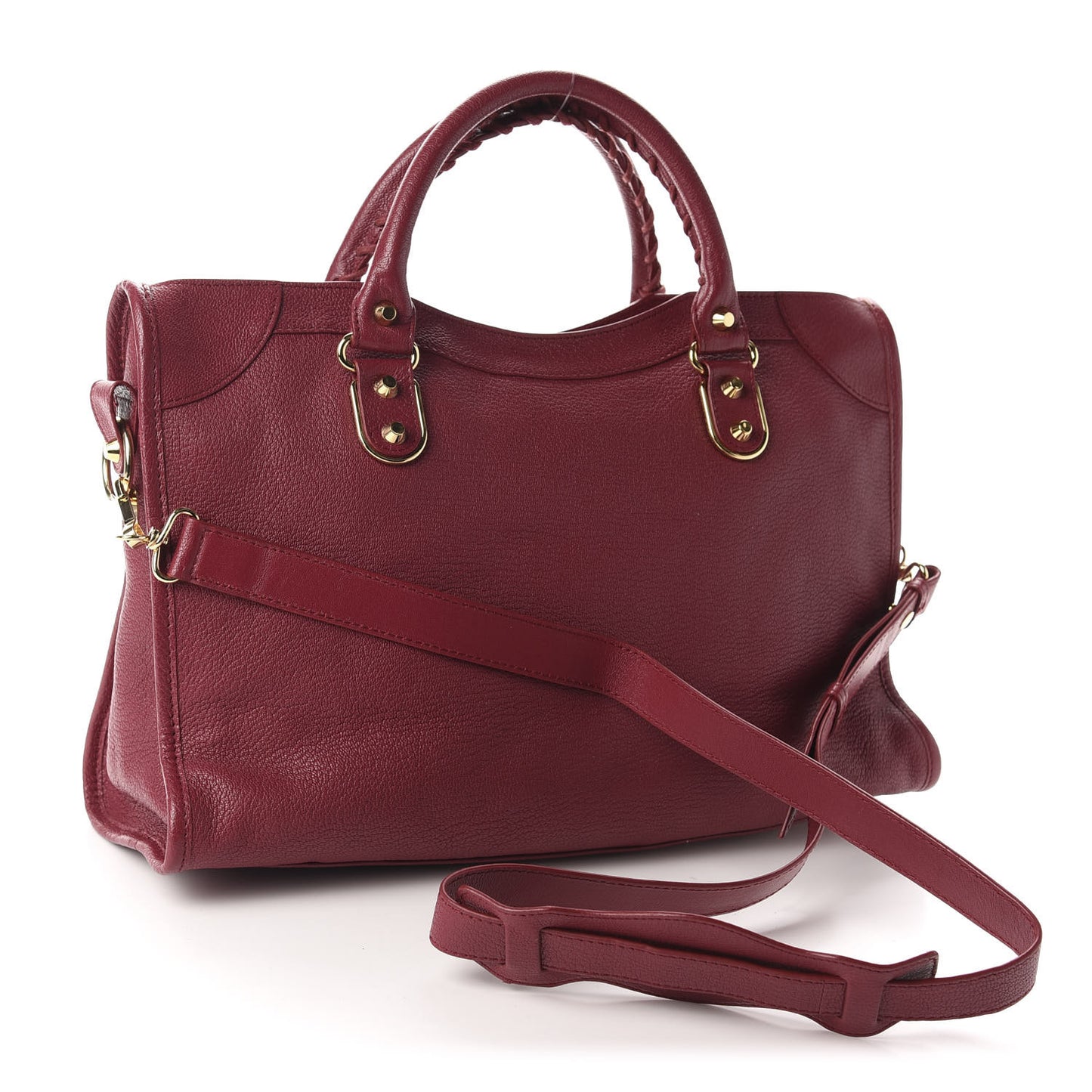 Chevre Gold Metallic Edge Hardware City Rouge Grenat