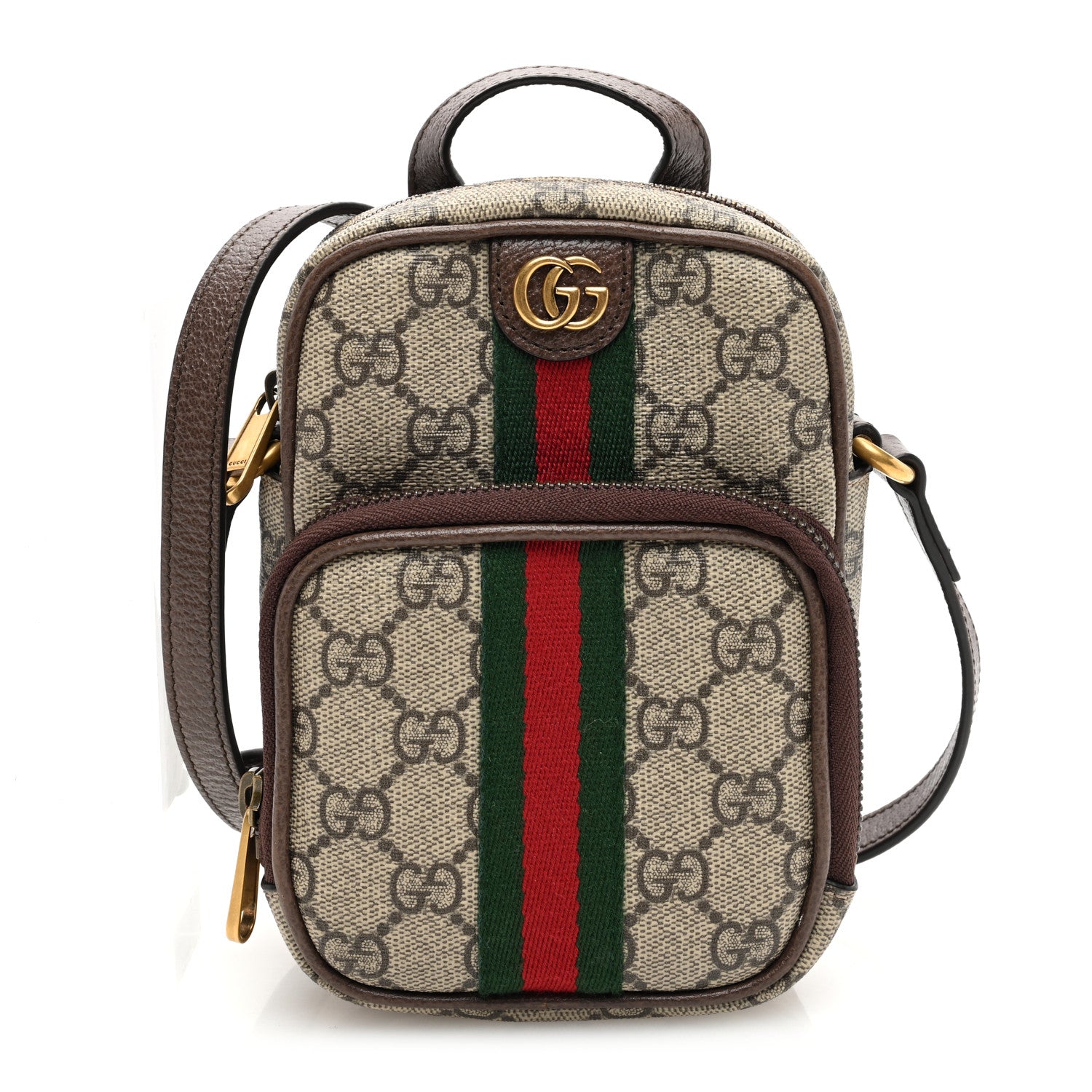 Gucci GG Supreme Monogram Web Mini Ophidia Double Zip Messenger Bag Beige New Acero 1 of 11