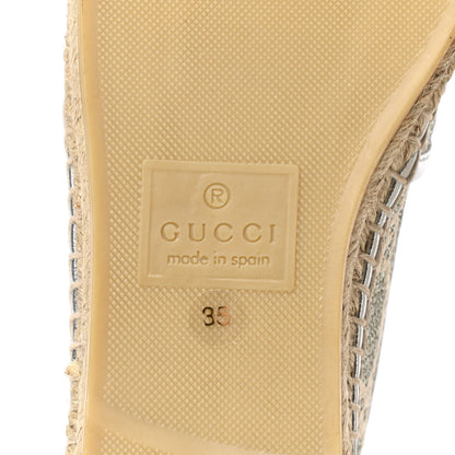 Gucci Lame Nappa GG Monogram Espadrilles 35 Silver Beige 9 of 11