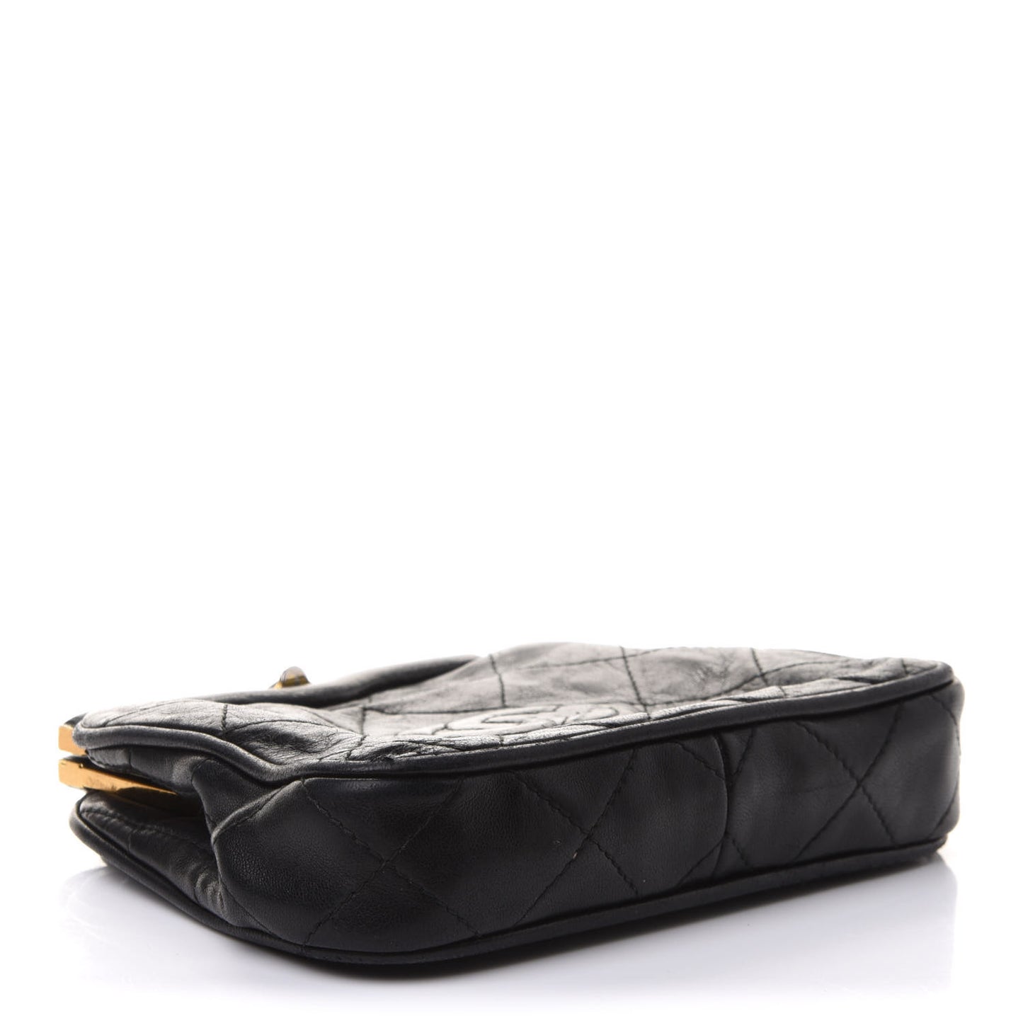 Lambskin Quilted Tassel Belt Bag Black