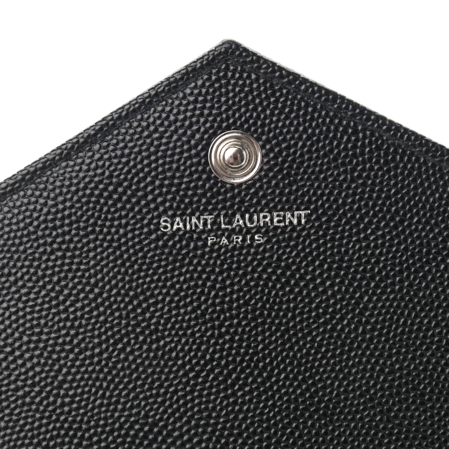 Saint Laurent Grain De Poudre Matelasse Chevron Monogram Chain Wallet Black 5 of 10