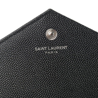 Saint Laurent Grain De Poudre Matelasse Chevron Monogram Chain Wallet Black 5 of 10