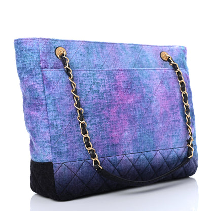 Chanel Wool Tweed CC Tote Purple Black Blue 2 of 4