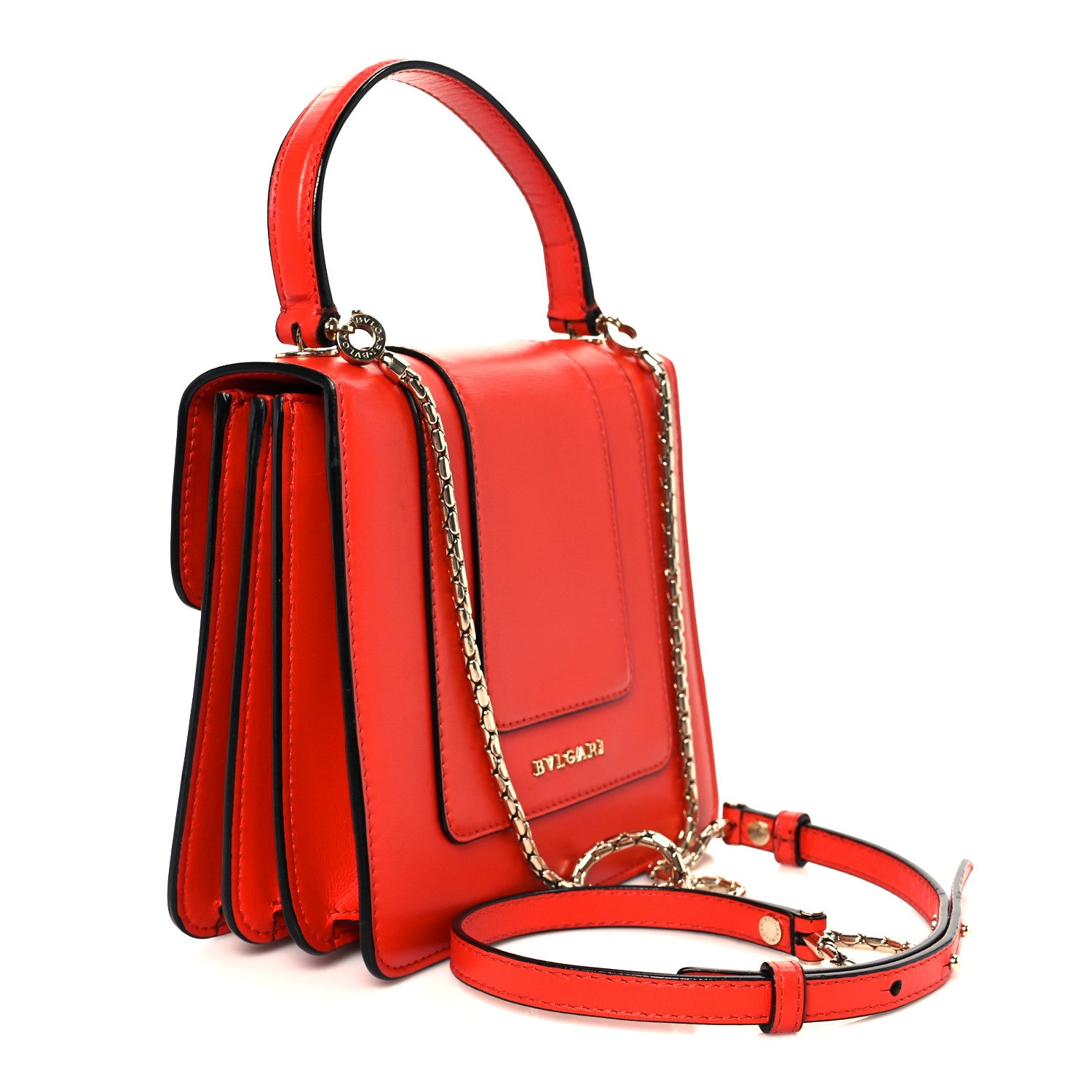 Bulgari Calfskin Serpenti Forever Top Handle Red 4 of 13