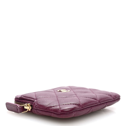 Chanel Lambskin Quilted Zip Card Holder Wallet Burgundy 4 of 7