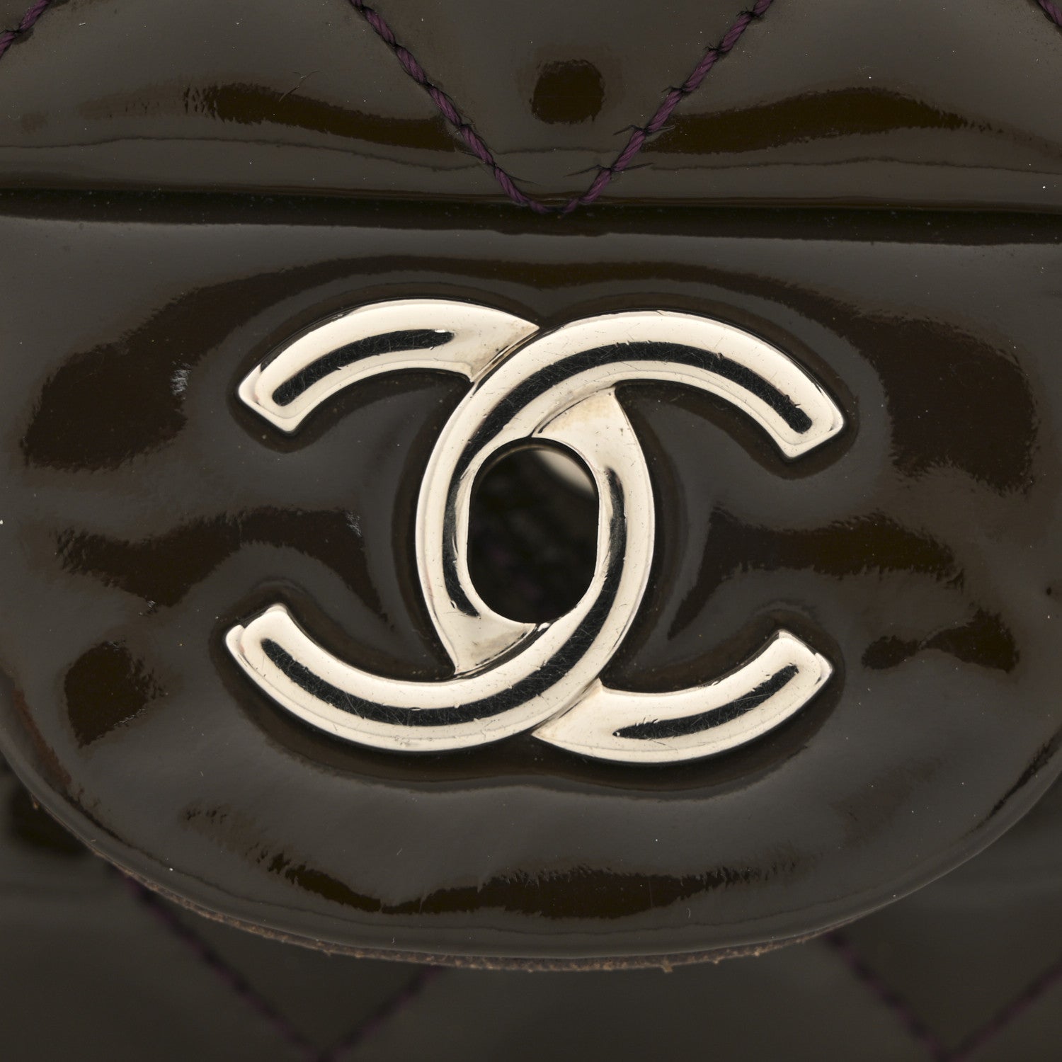 Chanel Patent Quilted Jumbo Single Flap Dark Purple 13 of 14