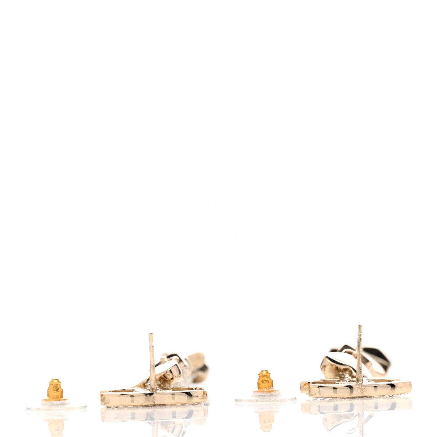 Chanel Crystal Pearl Charming Winter CC Star Heart Drop Earrings Gold 3 of 4