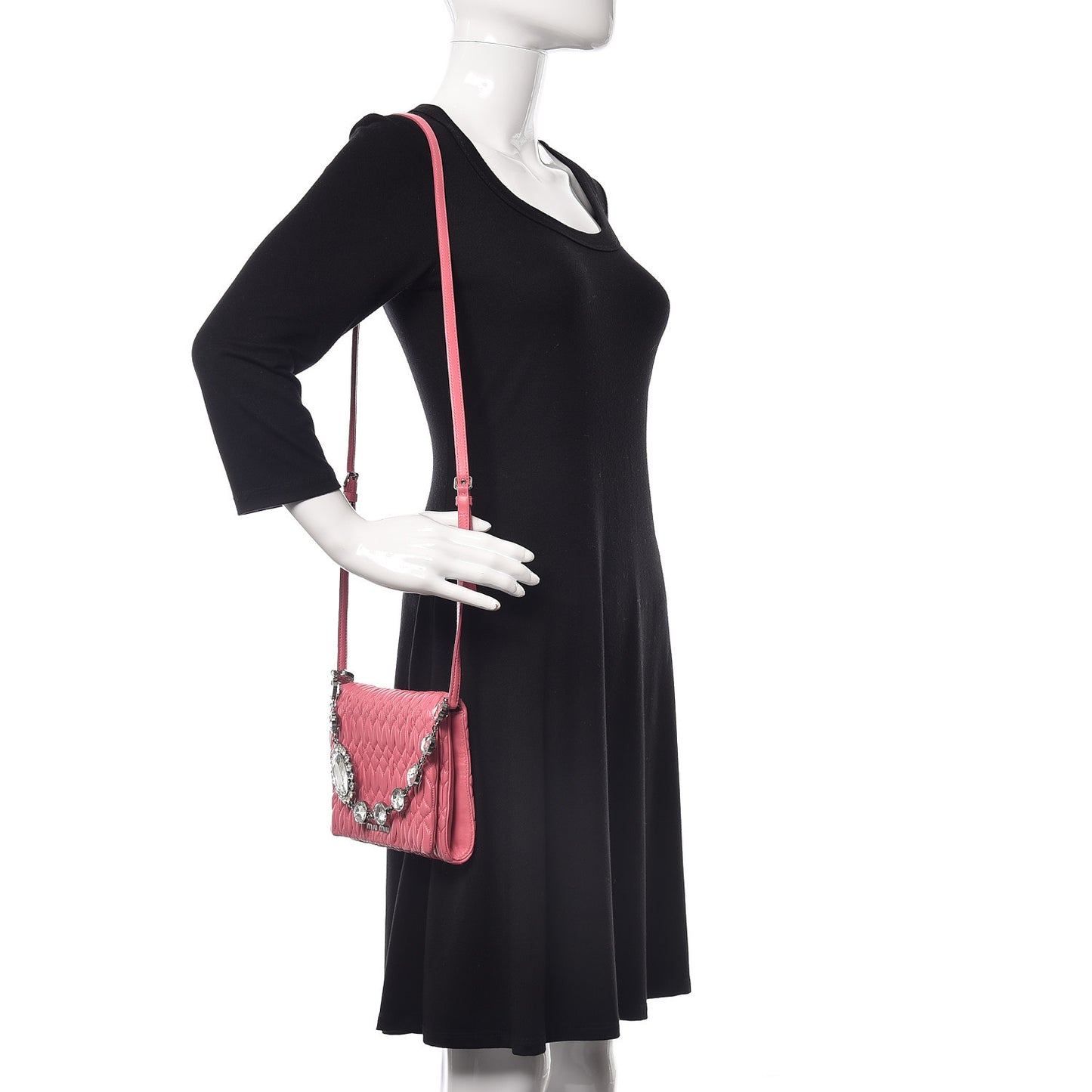 Nappa Matelasse Crystal Chain Crossbody Geranio