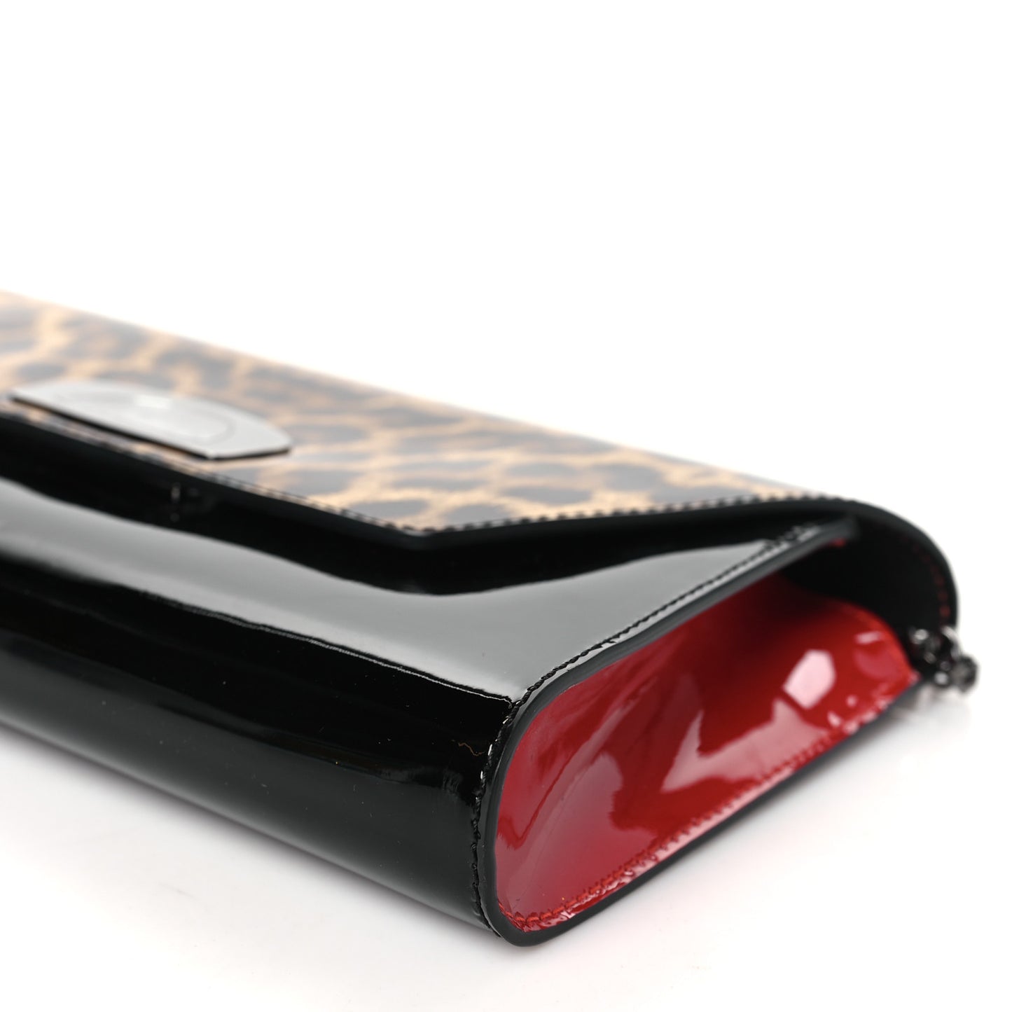 Patent Leopard Vero Dodat Clutch Black