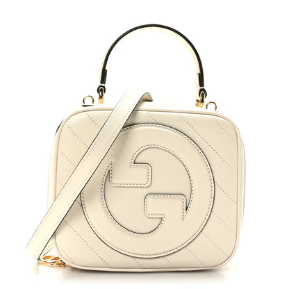 Gucci Sakai Be Green Calfskin Diagonal Stitched Blondie Top Handle Bag Mystic White 1 of 10
