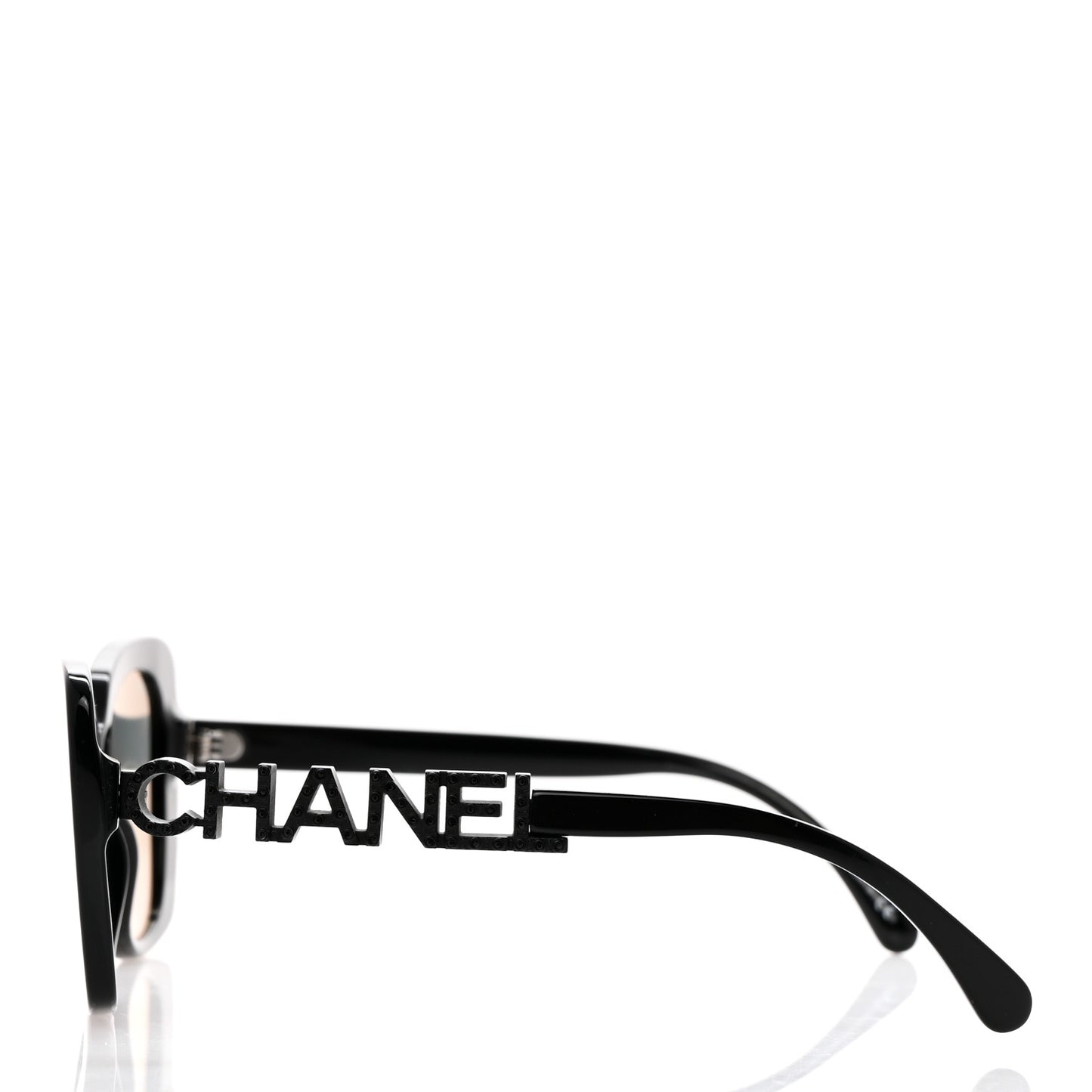 Acetate Strass Square Sunglasses 5422-B Black