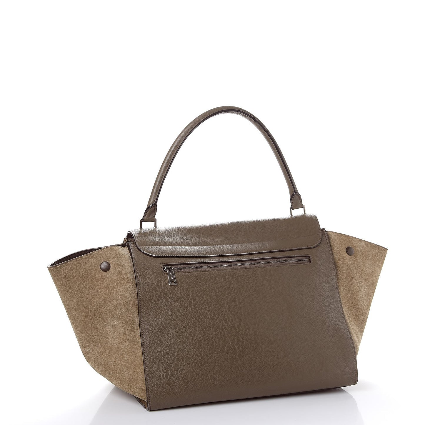 Drummed Calfskin Suede Large Trapeze Souris