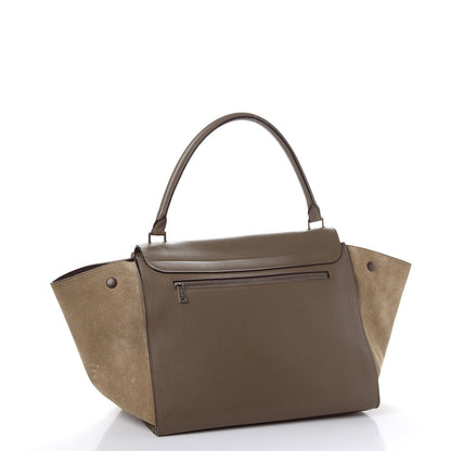 Celine Drummed Calfskin Suede Large Trapeze Souris 3 of 10