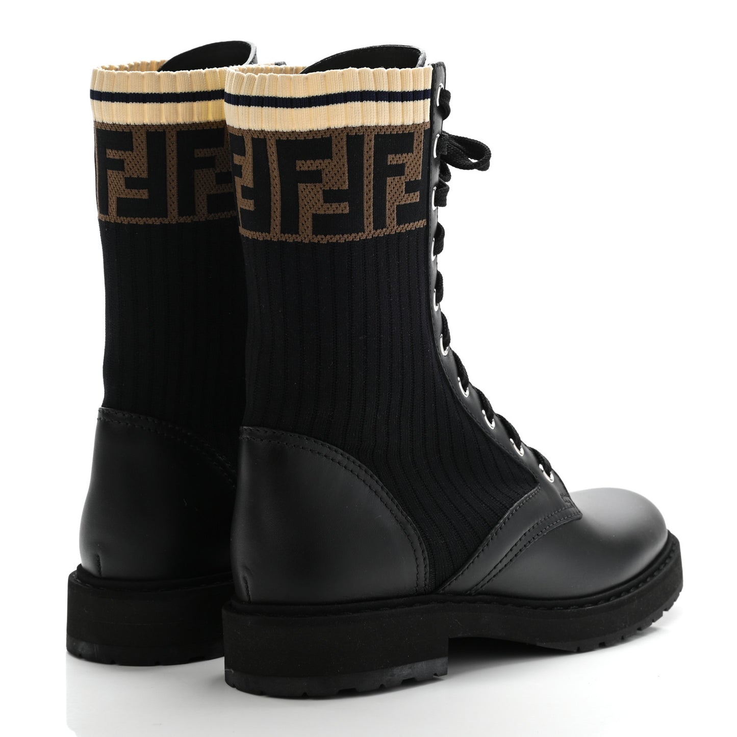 Calfskin Stretch Fabric Rockoko Biker Boots 37 Tobacco Black Marino