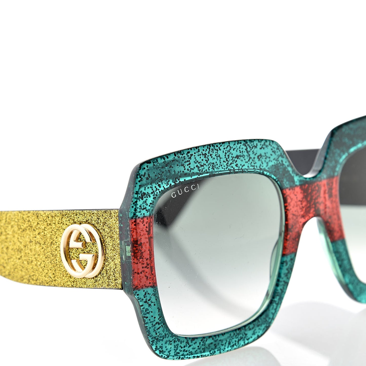 Square Frame GG0102S Sunglasses Glitter Red Black Green
