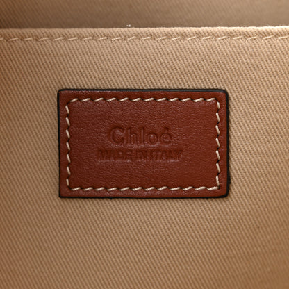 Chloe Cotton Calfskin Large Woody Ribbon Tote White Brown 6 of 10