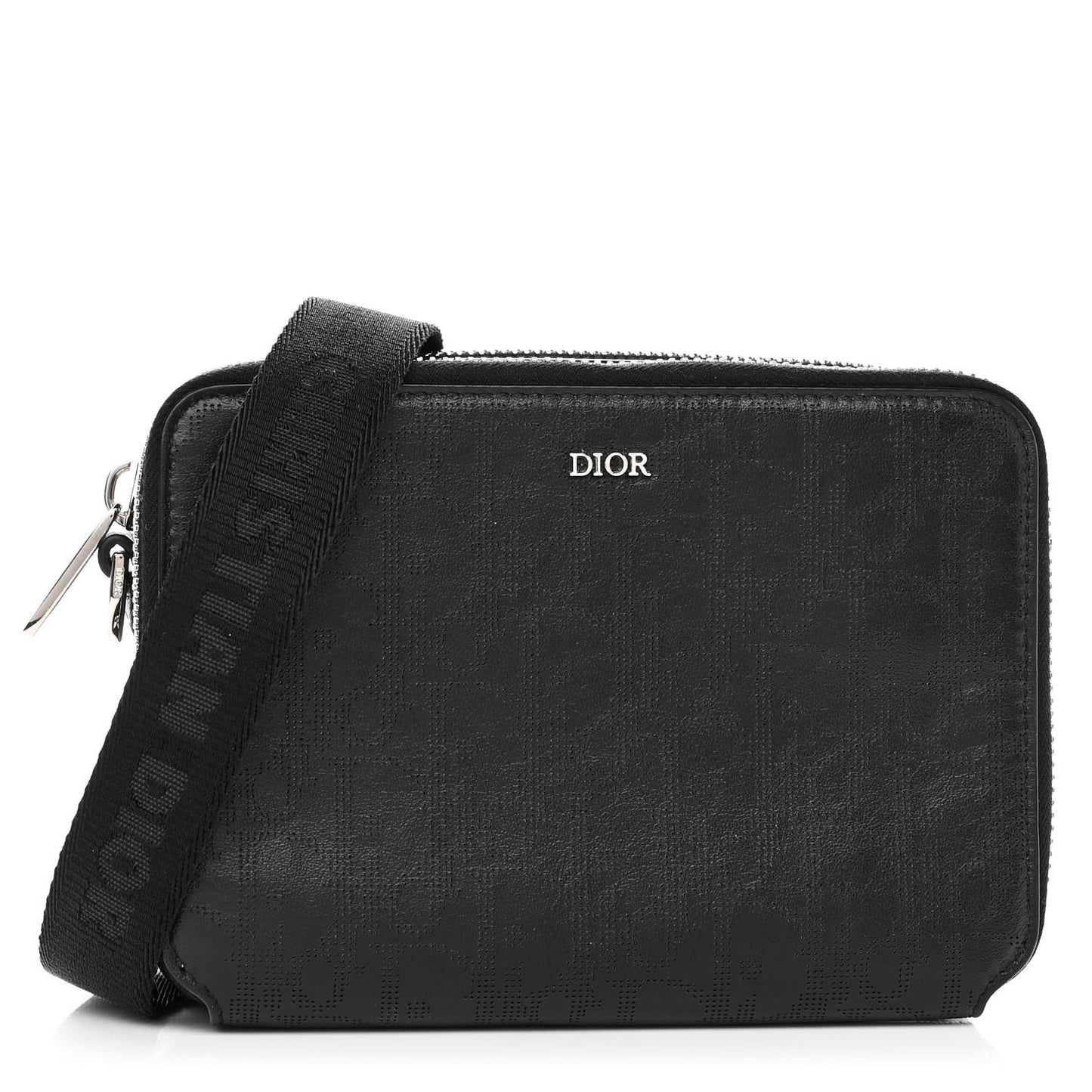 Calfskin Oblique Galaxy Perforated Messenger Black Multicolor