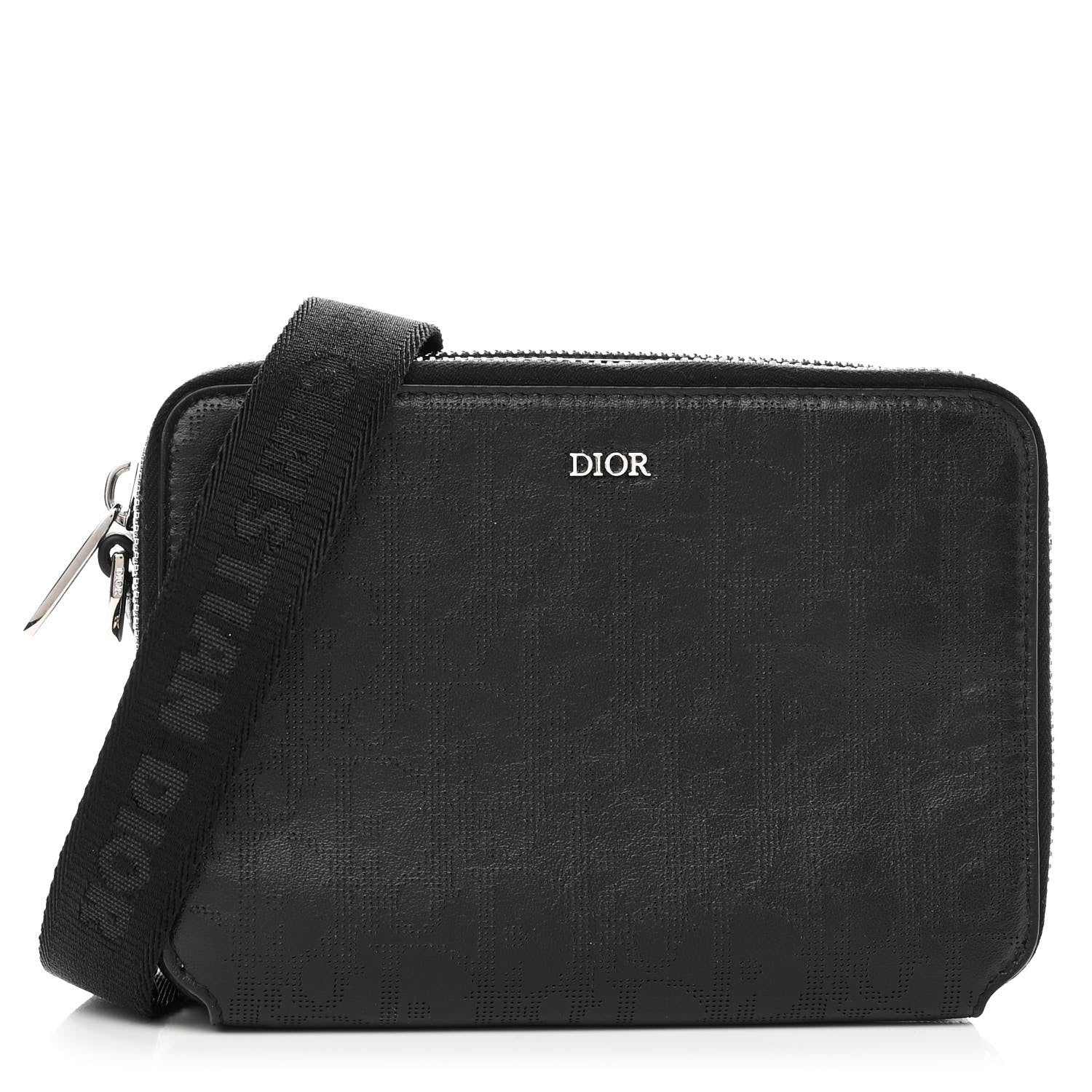 Christian Dior Calfskin Oblique Galaxy Perforated Messenger Black Multicolor 1 of 12
