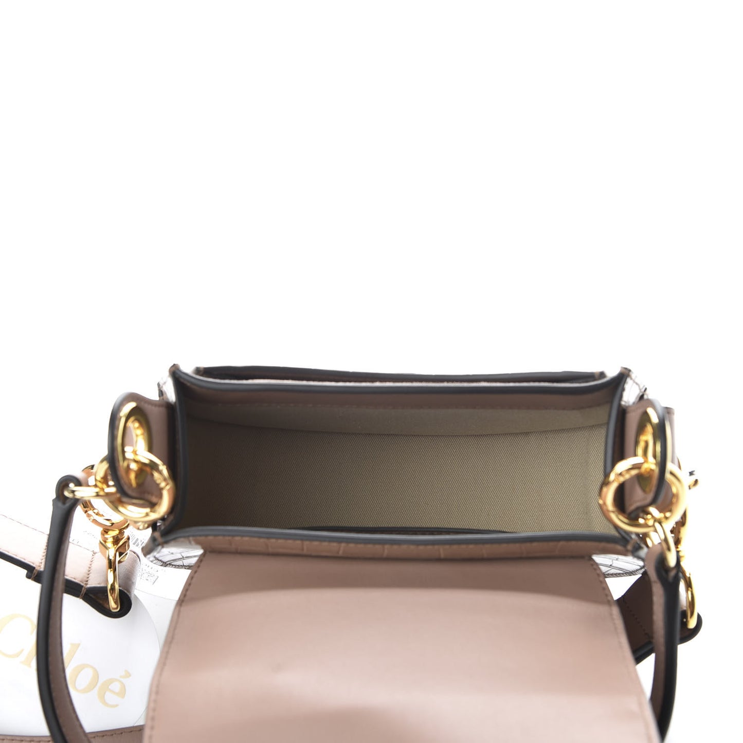 Calfskin Crocodile Embossed Small Tess Bag Woodrose
