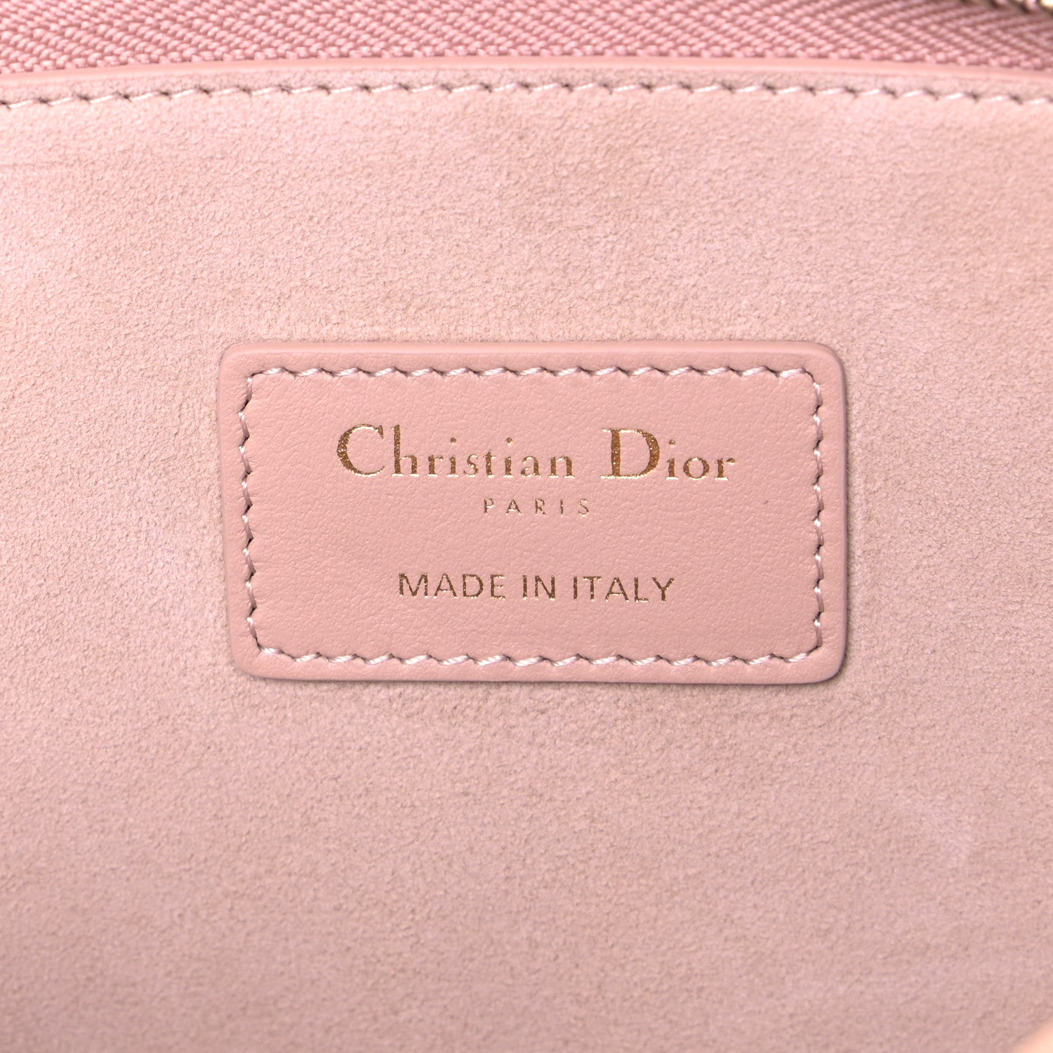Christian Dior Calfskin Medium Diordouble Zip Pouch Rose Des Vents 4 of 5