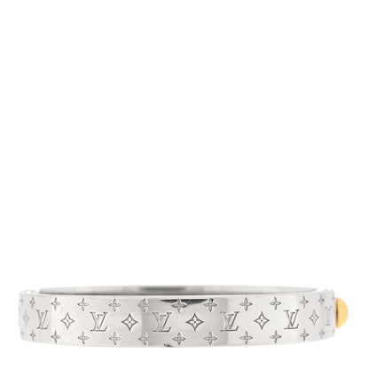 Louis Vuitton Brass Palladium Plated Nanogram Cuff S Silver 2 of 3